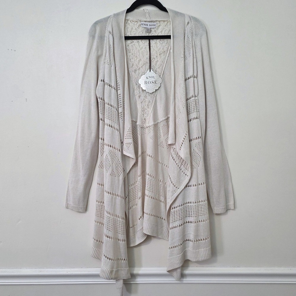 Knox Rose Lacey Open Pointelle Knit Long Cardigan Sz XXL Fairy‎ Boho Cottage